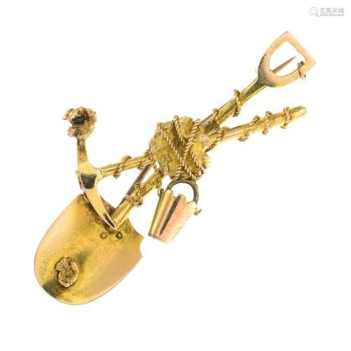 A late 19th century 18ct gold digger brooch.Stamped
