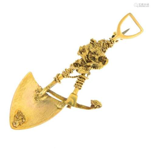 A late 19th century 18ct gold digger brooch.Stamped