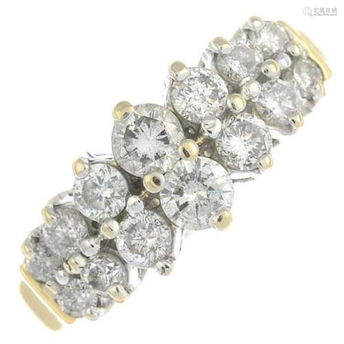 An 18ct gold diamond dress ring.Total diamond weight