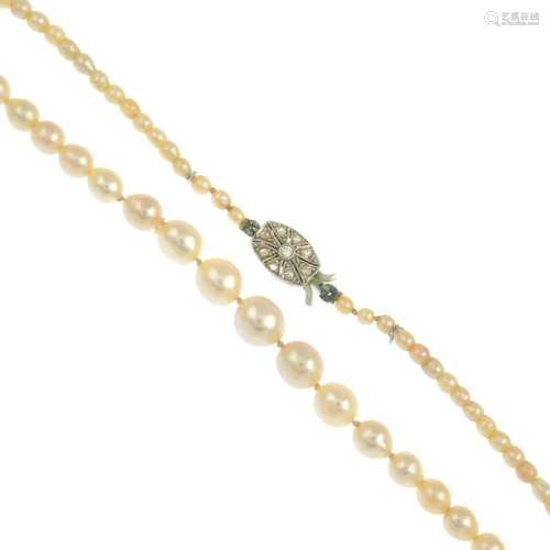 An early 20th century single-row cultured pearl