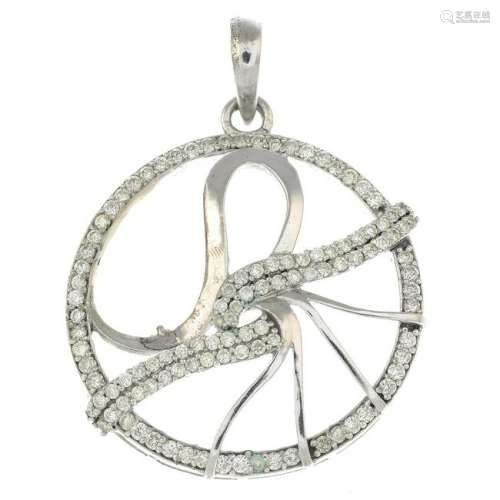 A diamond pendant. Total diamond weight 2.84cts,