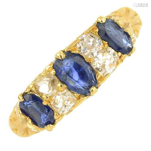 An early 20th century 18ct gold sapphire and diamond