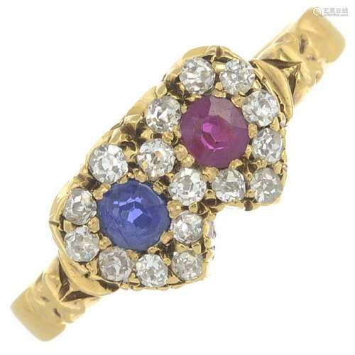 A late 19th century 18ct gold sapphire, ruby and