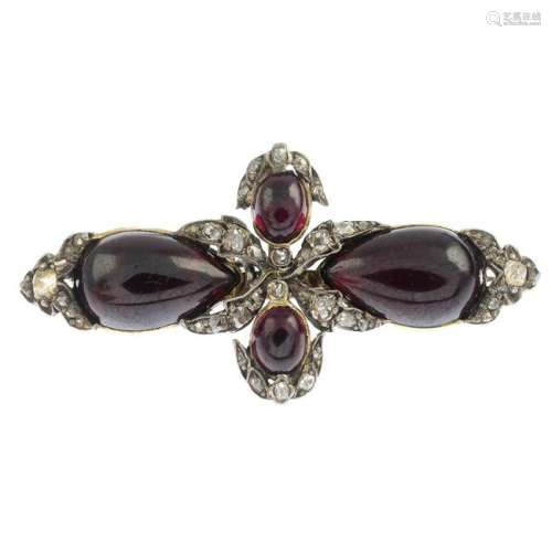 A mid Victorian foiled-back garnet and diamond