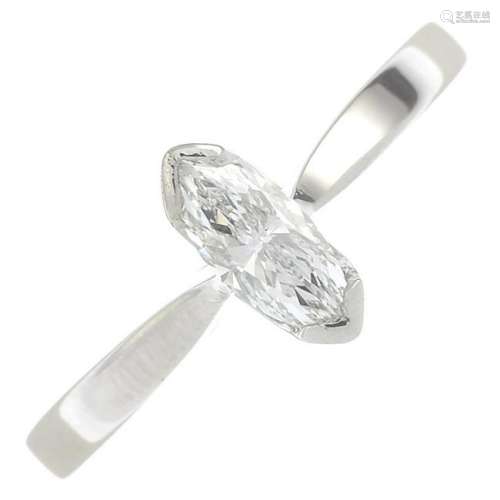 A platinum marquise-shape diamond single-stone