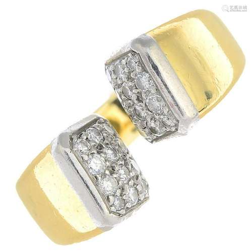 An 18ct gold dress ring, with pave-set diamond