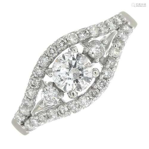 A diamond dress ring.Total diamond weight 1.01cts,