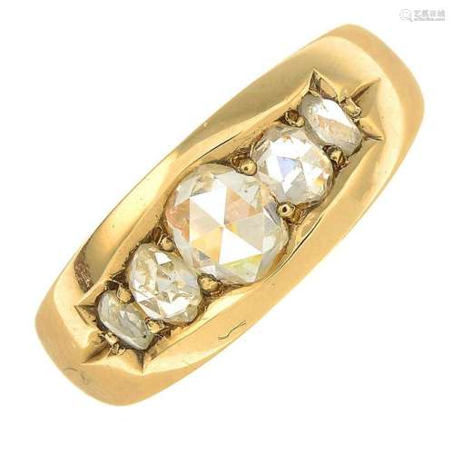 A late Victorian 18ct gold diamond five-stone