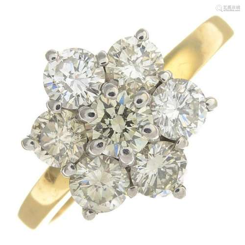 An 18ct gold brilliant-cut diamond floral cluster