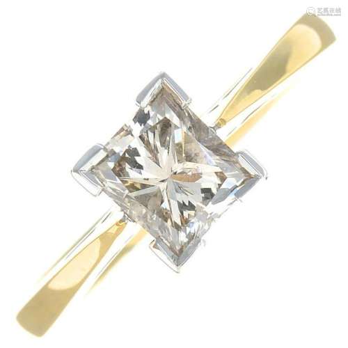 An 18ct gold square-shape diamond single-stone