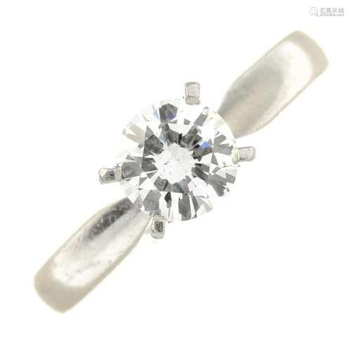 A platinum brilliant-cut diamond single-stone