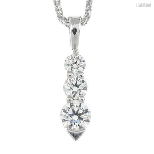 An 18ct gold graduated brilliant-cut diamond pendant,