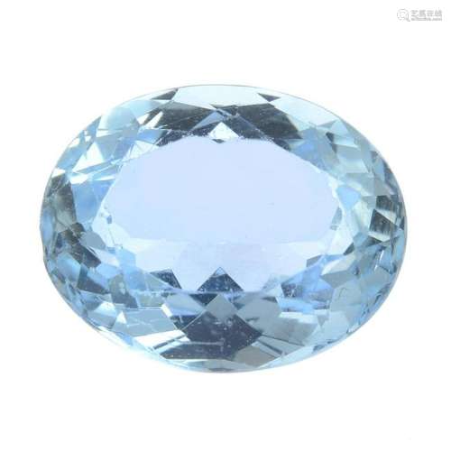 A loose oval-shape aquamarine, weighing 9.33cts.With