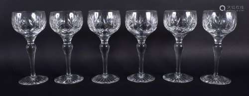 SIX STUART CRYSTAL GLASSES. 18 cm high. (6)