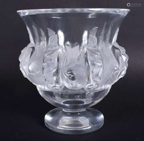 A LALIQUE GLASS BIRD VASE. 12 cm x 9 cm.