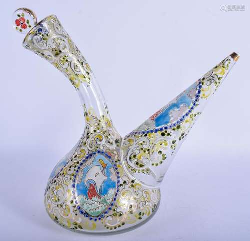 AN UNUSUAL ANTIQUE CONTINENTAL PORCELAIN DECANTER AND