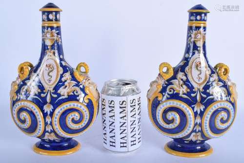 A PAIR OF 19TH CENTURY CONTINENTAL FAIENCE MAJOLICA