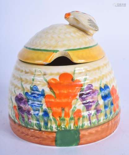 AN ART DECO CLARICE CLIFF BIZARRE CROCUS PRESERVE JAR.