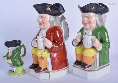 A PAIR OF 19TH CENTURY CONTINENTAL TOBY CHARACTER JUGS