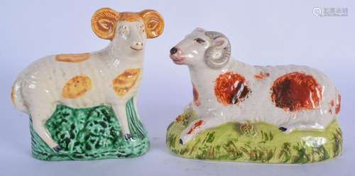 A 19TH CENTURY CONTINENTAL CREAMWARE RAM together with