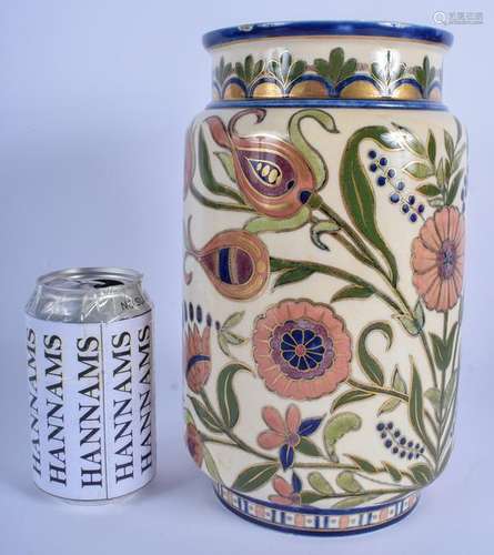 AN ANTIQUE HUNGARIAN ZSOLNAY PECS VASE LAMP painted