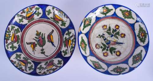 TWO PERSIAN MIDDLE EASTERN FAIENCE BOWLS. 24 cm wide.
