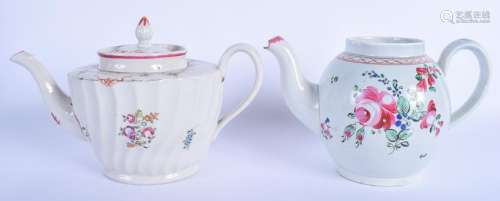 AN 18TH CENTURY NEWHALL WRYTHEN MOULDED TEAPOT AND