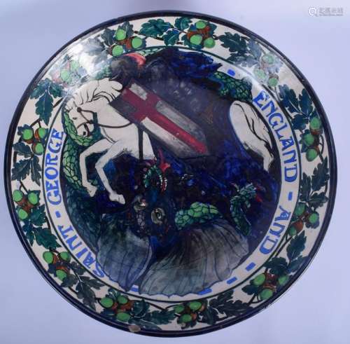 A RARE LARGE ARTS AND CRAFTS POTTERY CHARGER In the