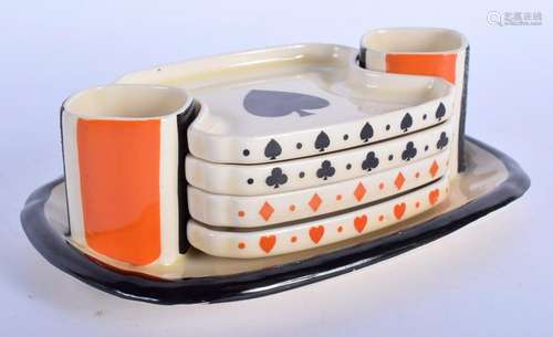 A RARE 1930S ROYAL DOULTON PORCELAIN BRIDGE SET. 12 cm