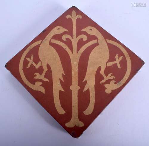 A RARE ARTS AND CRAFTS STONEWARE MAW & CO TILE formed