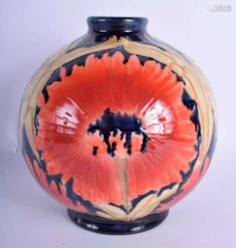 AN UNUSUAL MOORCROFT POTTERY BULBOUS VASE decorated