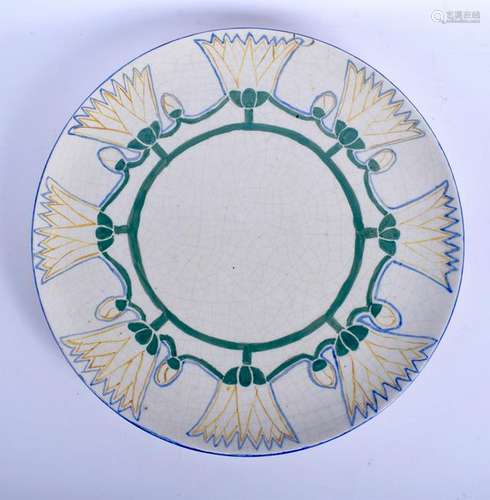 AN ART DECO FRED ROBINSON POTTERY CHARGER painted with