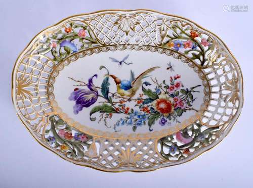 A 19TH CENTURY GERMAN RETICULATED PORCELAIN DISH