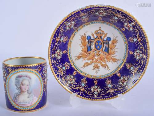 A LOVELY 18TH CENTURY SEVRES PORCELAIN CUP AND SAUCER