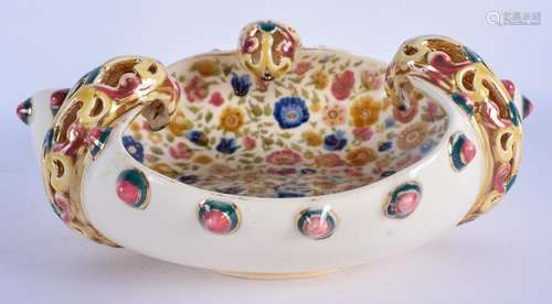 AN ANTIQUE ZSOLNAY PECS HUNGARIAN POTTERY CENTREPIECE