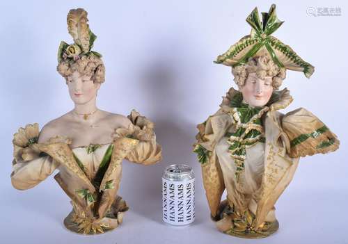 A LARGE PAIR OF 19TH CENTURY AUSTRIAN PORCELAIN BUSTS