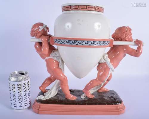 A GOOD LARGE 19TH CENTURY MINTON PEACH AND WHITE