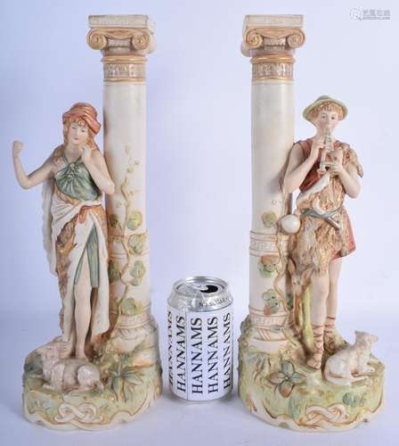 A LARGE PAIR OF ROYAL DUX PORCELAIN CLASSICAL FIGURES