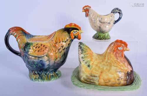 AN ART DECO ROYAL WINTON FOWL BUTTER TUB AND COVER