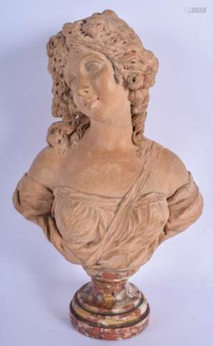 A MID 19TH CENTURY FRENCH TERRACOTTA BUST OF A FEMALE