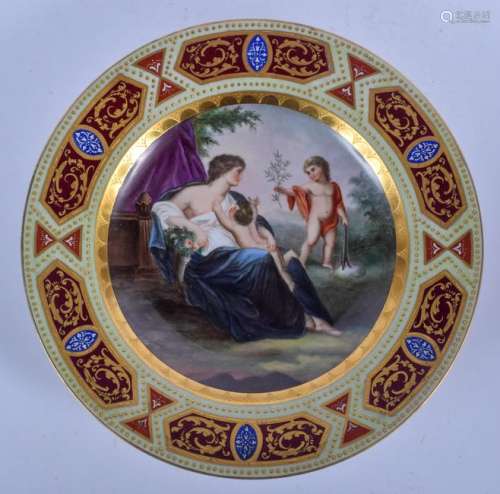 A LATE 19TH CENTURY VIENNA PORCELAIN DISH painted with