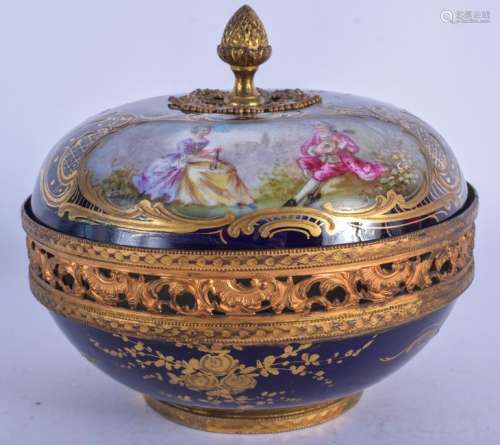 AN UNUSUAL 19TH CENTURY SEVRES PORCELAIN BOWL AND COVER