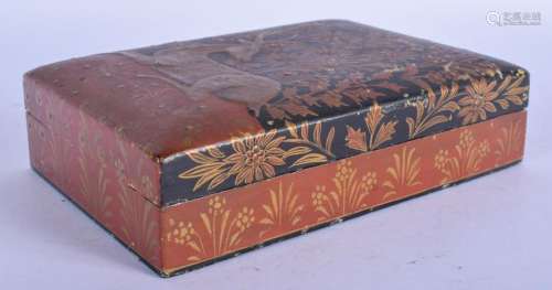 AN EARLY 20TH CENTURY KASHMIR LACQUER BOX AND COVER