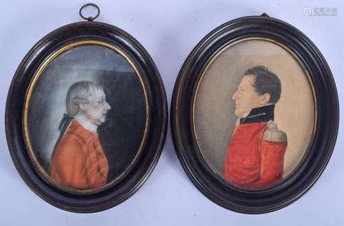 A FRAMED PAIR OF 19TH CENTURY PASTEL MINIATURES