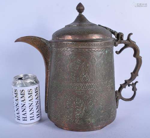 A LARGE 19TH CENTURY MIDDLE EASTERN KUFIC COPPER EWER.