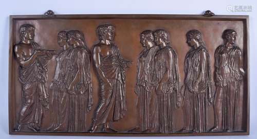 A LARGE 19TH CENTURY FRENCH BRONZE RECTANGULAR PLAQUE