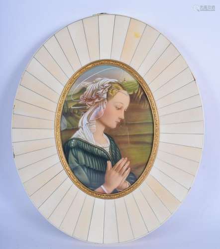 A LARGE EARLY 20TH CENTURY I PAINTED PORTRAIT MINIATURE