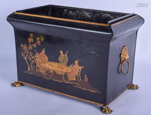 A GEORGE III STYLE TOLEWARE TIN PLANTER. 30 cmx 13 cm.