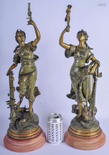 A LARGE PAIR OF 19TH CENTURY FRENCH SPELTER FIGURES