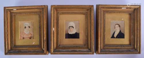 THREE REGENCY PAINTED I PORTRAIT MINIATURES within gilt